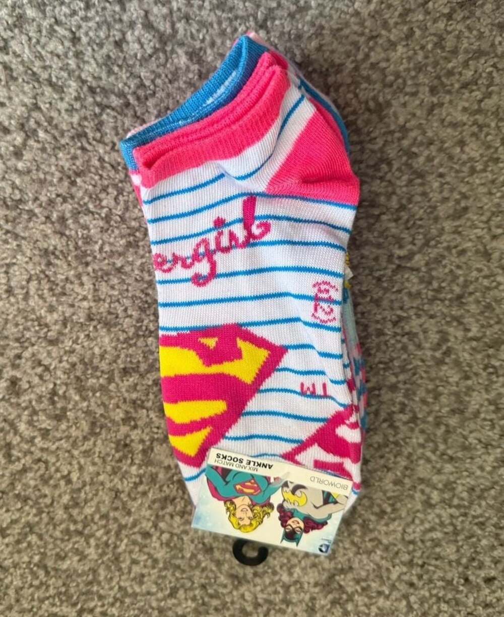 Bioworld DC Comics Supergirl & Batgirl Mix and Match Ankle Socks